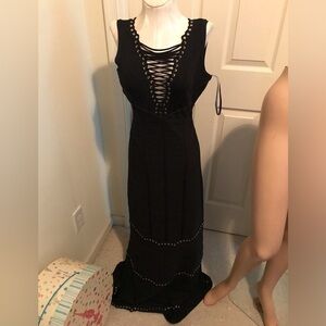 Herve Leger nwt dress black with grommets $1990 size Medium